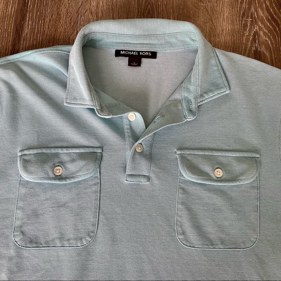 Michael Kors Mint Green Luxury Knit Polo Shirt - Picture 2 of 9